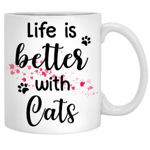 Life Is Better with Cats, Red Tree, Personalized Mugs, Custom Gifts for Cat Lovers