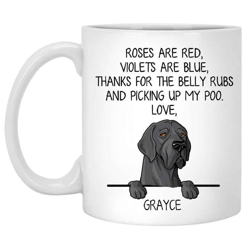 Roses are Red, Funny Great Dane Personalized Coffee Mug, Custom Gifts for Dog Lovers