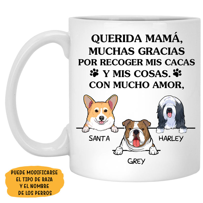 Thanks For Picking Up My Poop Spanish Espanol, Funny Personalized Coffee Mug, Custom Gift for Dog Lovers