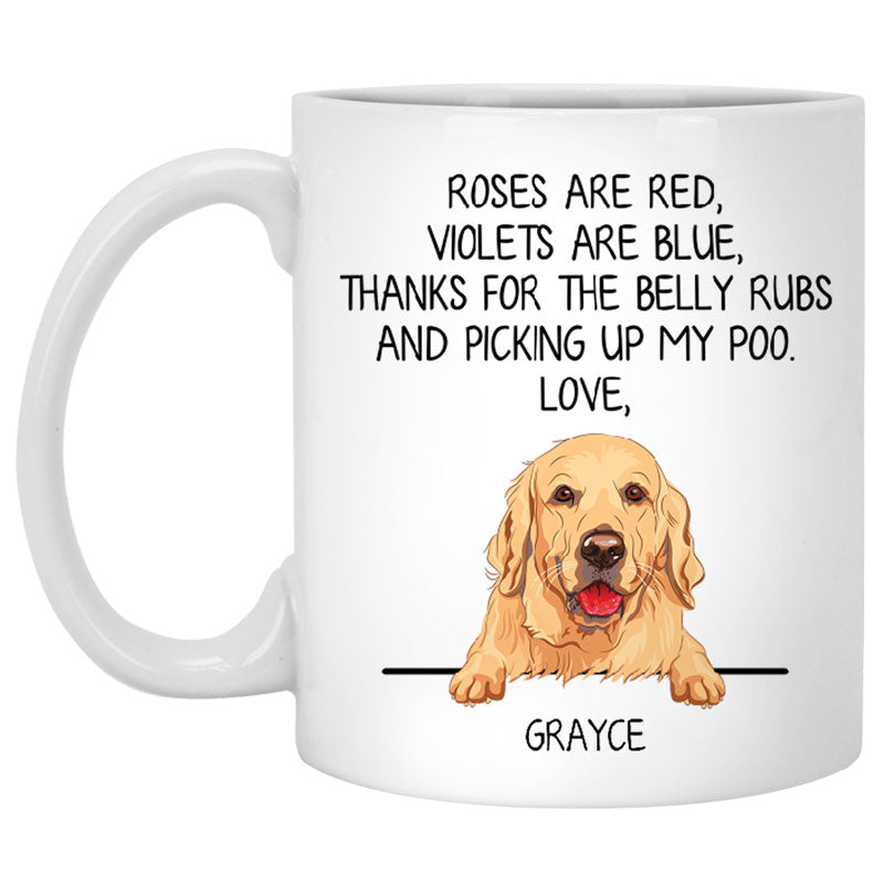 Roses are Red, Funny Golden Retriever Personalized Coffee Mug, Custom Gifts for Dog Lovers