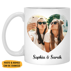 Miles Apart But Besties At Heart, Custom Photo, Personalized Coffee Mug, Custom Best Friend Gift