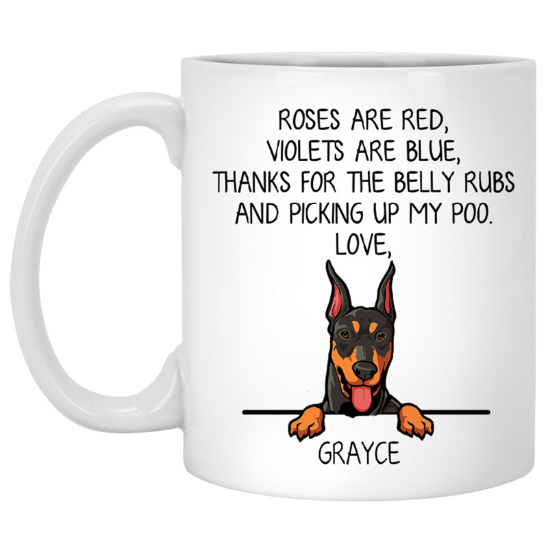 Roses are Red, Funny Doberman Pinscher Personalized Coffee Mug, Custom Gifts for Dog Lovers