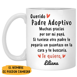 Dear Bonus Dad Spanish Espanol Personalized Mug, Thank you Step Dad, Father's Day gift