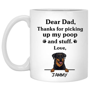 Thanks for picking up my poop and stuff, Funny Beauceron Personalized Coffee Mug, Custom Gifts for Dog Lovers