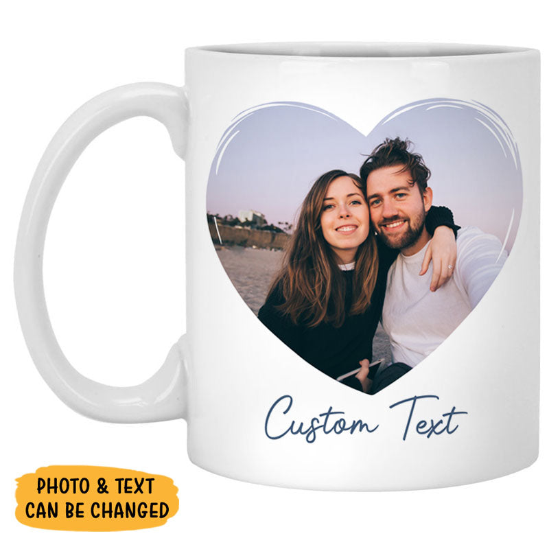 Heart Custom Photo, Personalized Mugs, Custom Coffee Mugs, Valentine's Day gift, Anniversary gifts