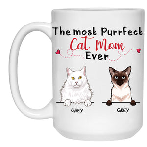 The Most Purrfect Cat Mom Ever, Custom Coffee Mug, Personalized Gifts for Cat Lovers