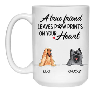 Leaves Paw Prints on Your Heart, Personalized Coffee Mug, Gift for Dog Lovers, Father's Day gift