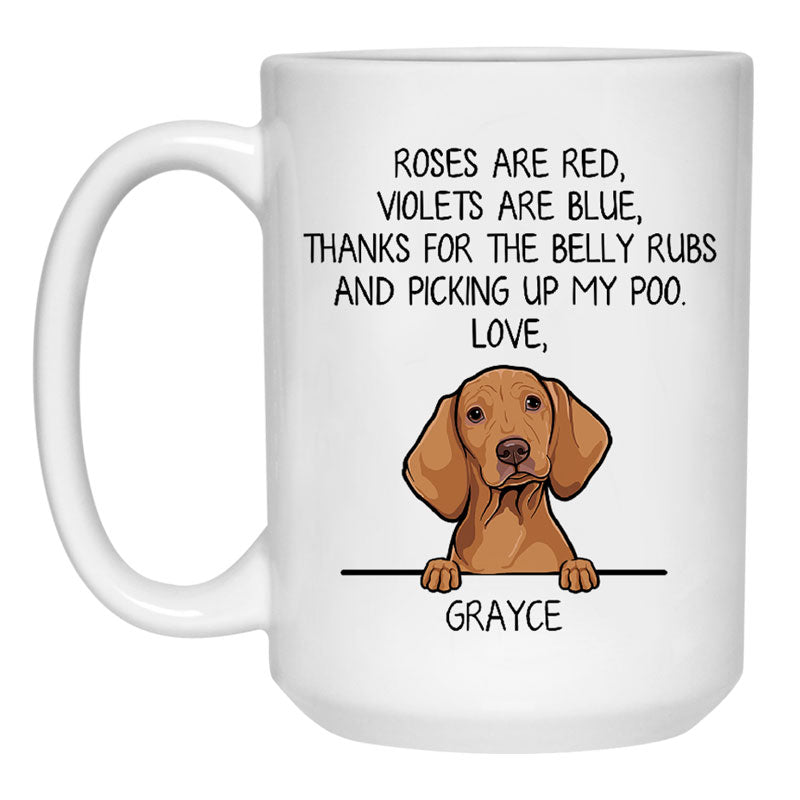 Roses are Red, Funny Vizsla Personalized Coffee Mug, Custom Gifts for Dog Lovers