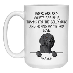 Roses are Red, Funny Great Dane Personalized Coffee Mug, Custom Gifts for Dog Lovers