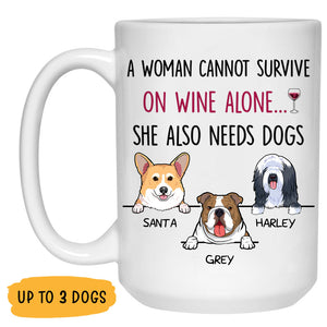 A Women Cannot Survive, Personalized Coffee Mug, Custom Gift for Dog Lovers