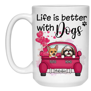 Life is better with a dog, Personalized Mug, Custom Gifts for Dog Lovers