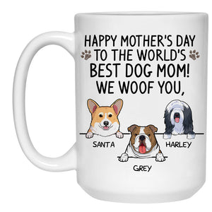 To The World Best Dog Mom, Funny Personalized Coffee Mug with over 100 Dog Breeds, Custom Gift for Dog Lovers