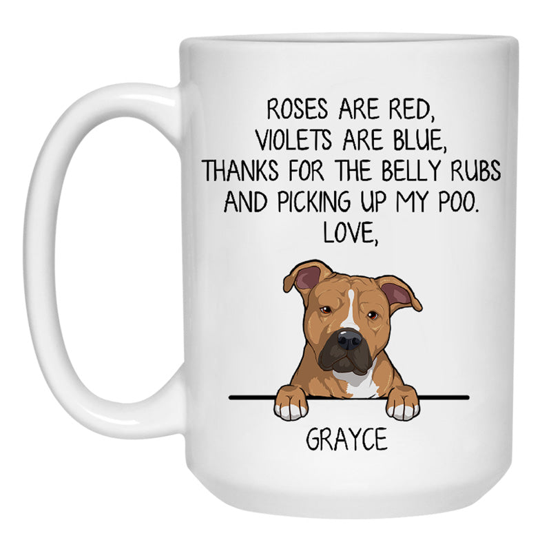 Roses are Red, Funny American Pitbull Terrier Personalized Coffee Mug, Custom Gifts for Dog Lovers