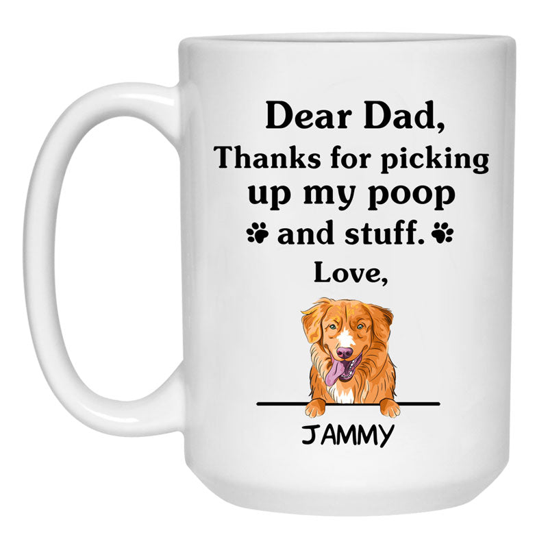 Thanks for picking up my poop and stuff, Funny Nova Scotia Duck Tolling Retriever (Toller) Personalized Coffee Mug, Custom Gifts for Dog Lovers