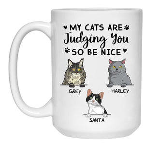 My Cats Are Judging You, Custom Coffee Mug, Personalized Gifts for Cat Lovers