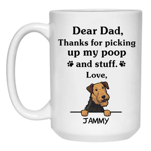 Thanks for picking up my poop and stuff, Funny Airedale Terrier Personalized Coffee Mug, Custom Gifts for Dog Lovers