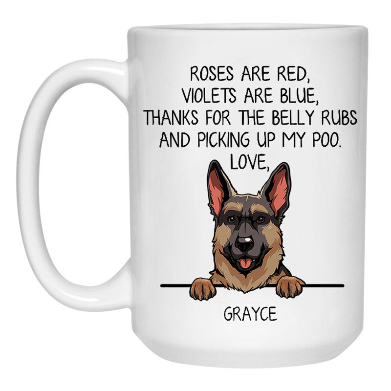 Roses are Red, Funny German Shepherd Personalized Coffee Mug, Custom Gifts for Dog Lover