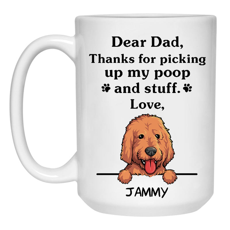 Thanks for picking up my poop and stuff, Funny Labradoodle Personalized Coffee Mug, Custom Gifts for Dog Lovers