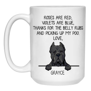 Roses are Red, Funny Cane Corso Personalized Coffee Mug, Custom Gifts for Dog Lovers