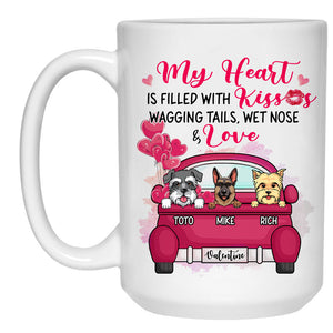 Heart Kisses Love, Personalized Mug, Custom Gifts for Dog Lovers