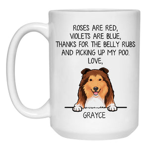 Roses are Red, Funny Shetland Sheepdog (Sheltie) Personalized Coffee Mug, Custom Gifts for Dog Lovers