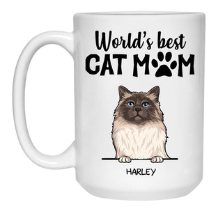 World's Best Cat Mom, Custom Coffee Mug, Personalized Gifts for Cat Lovers