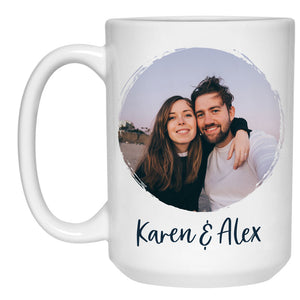 Circle Custom Photo, Personalized Mugs, Custom Coffee Mugs, Father's Day gift, Anniversary gifts