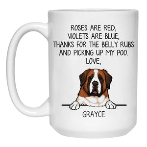 Roses are Red, Funny Saint Bernard Personalized Coffee Mug, Custom Gifts for Dog Lovers