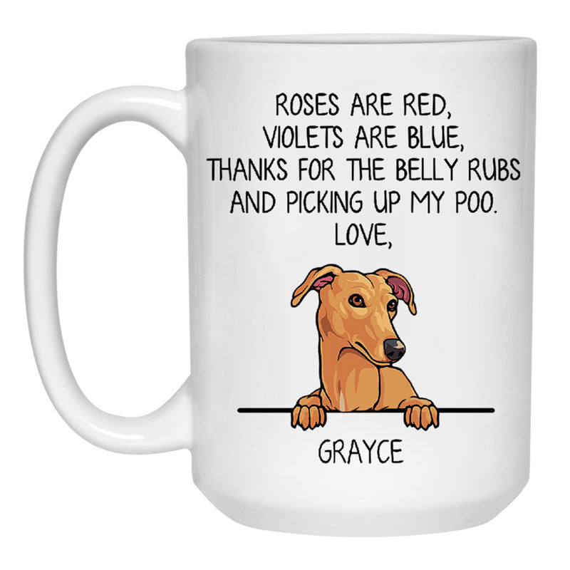 Roses are Red, Funny Greyhound Personalized Coffee Mug, Custom Gifts for Dog Lovers