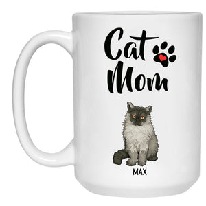 Cat Mom, Personalized Coffee Mug, Custom Gift for Cat Lovers