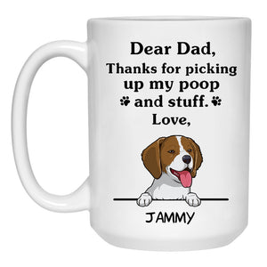 Thanks for picking up my poop and stuff, Funny Brittany Personalized Coffee Mug, Custom Gift for Dog Lover