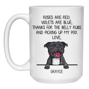 Roses are Red, Funny Staffordshire Bull Terrier Personalized Coffee Mug, Custom Gifts for Dog Lovers