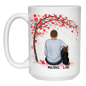 Life Is Better with a Dog, Man Red Tree, Personalized Mugs, Custom Gifts for Dog Lovers