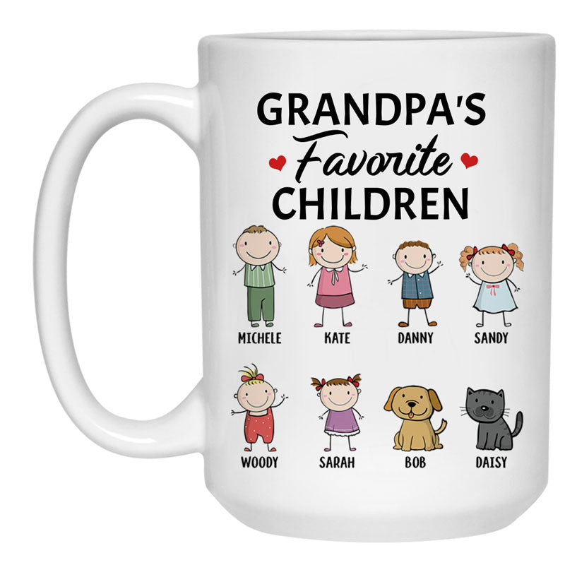 Grandpa's Favorite Children, Customized Titles, Personalized Coffee Mug, Funny Custom Family gift for Grandparents