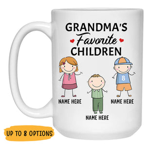 Grandma's Favorite Children, Customized Titles, Personalized Coffee Mug, Funny Custom Family gift for Grandparents