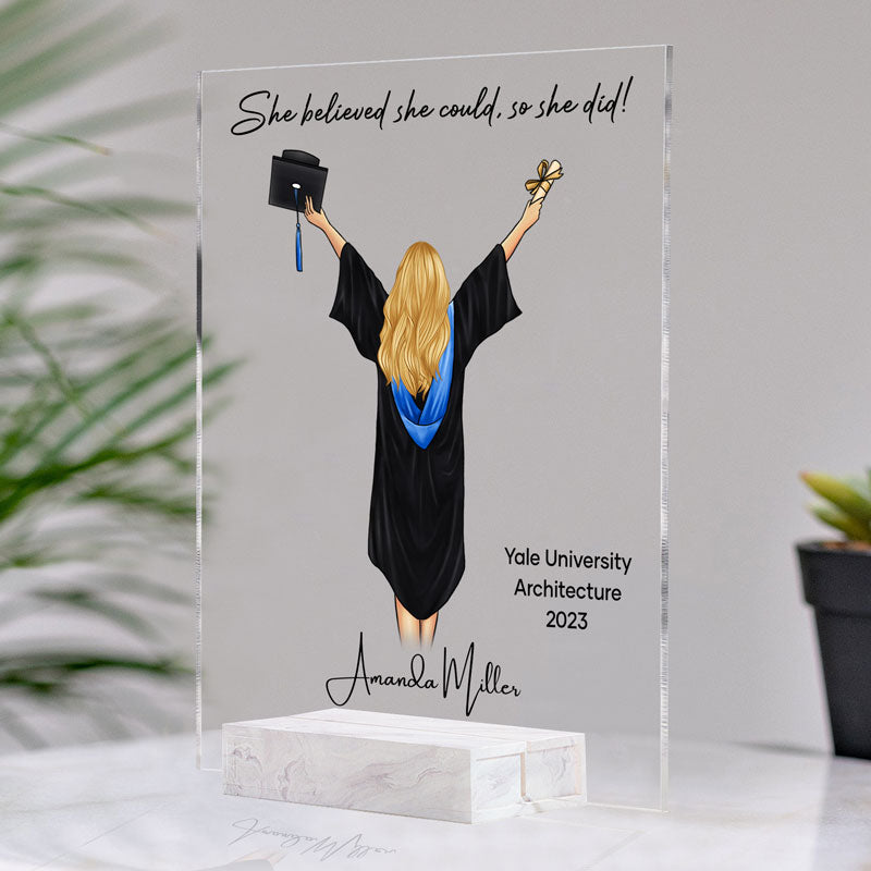 The Tassel Was Worth The Hassle, Personalized Acrylic Plaque, LED Light, Graduation Gifts