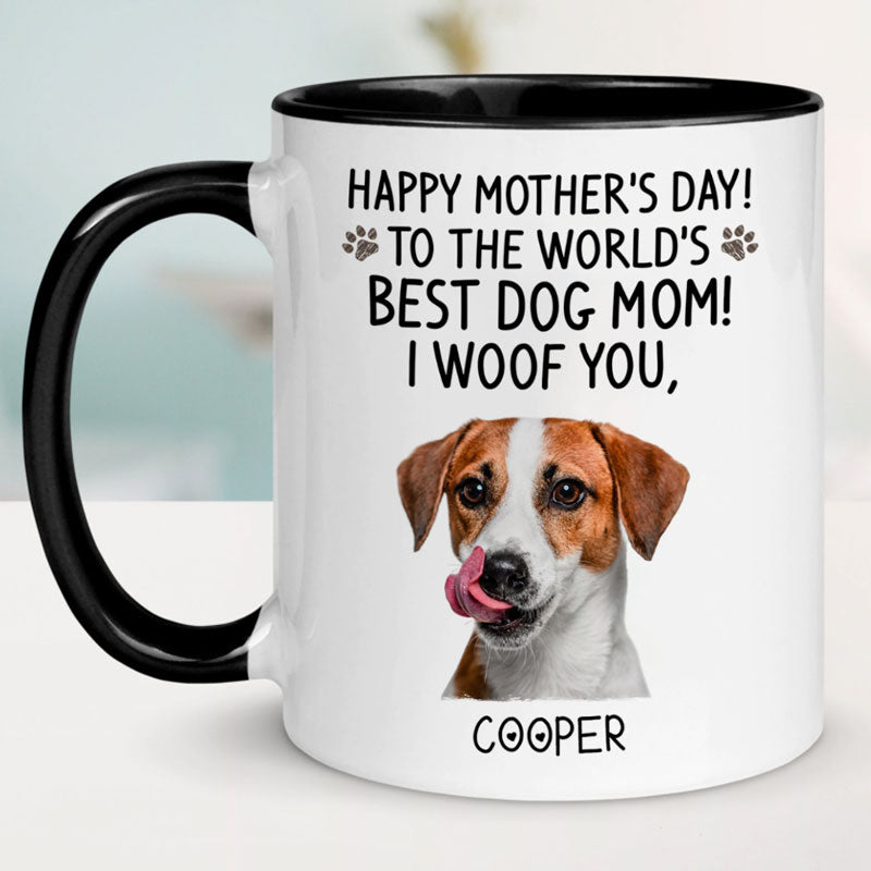 To The World's Best Dog Mom, Personalized Accent Mug, Mother's Day Gifts, Custom Photo