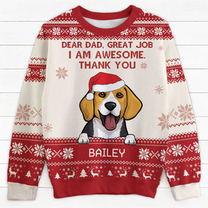 Dear Dad Great Job I'm Awesome, Personalized All-Over-Print Sweatshirt, Christmas Gift For Dog Lovers