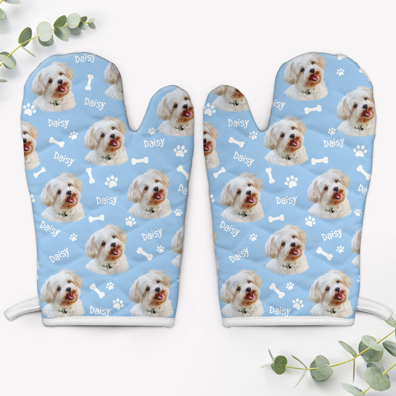 Dog Pattern Oven Mitt, Personalized Oven Mitt, Gifts For Dog Lovers, Birthday Gift, Custom Photo