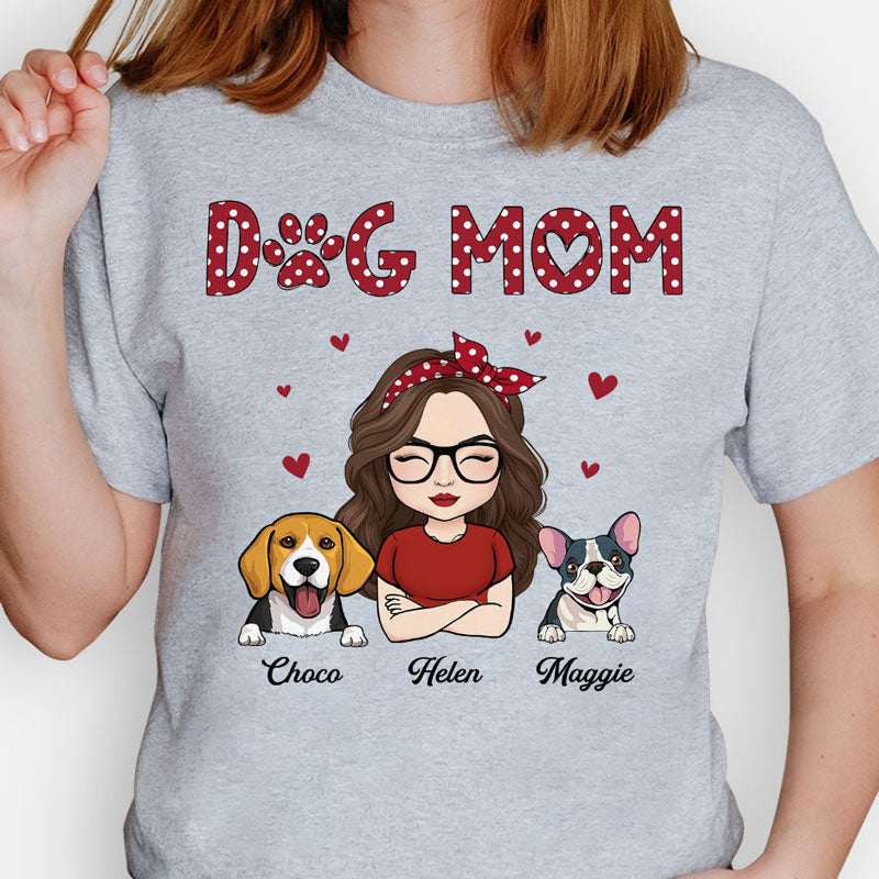 Dog Mom Dog Mum Polka Dot, Personalized Shirt, Custom Gifts For Dog Mom