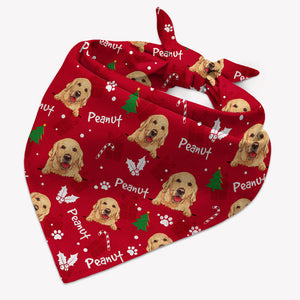 Christmas Dog Pattern Bandana, Personalized Bandana, Custom Gift For Dog Lovers