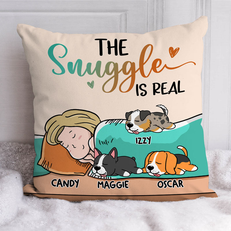 The Snuggle Is Real, Personalized Pillow, Custom Gifts For Dog Lovers