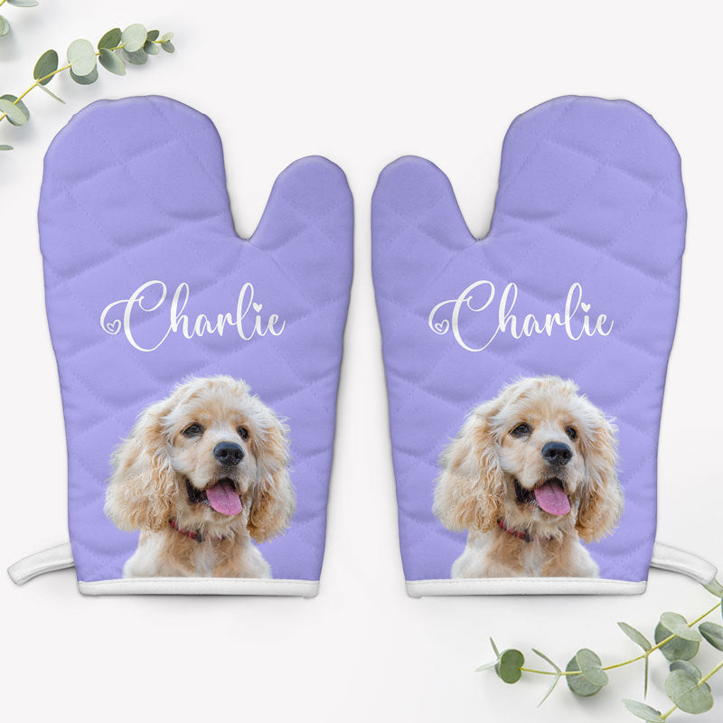 Custom Photo And Name Oven Mitt, Personalized Oven Mitt, Gifts For Pet Lovers, Funny Gifts