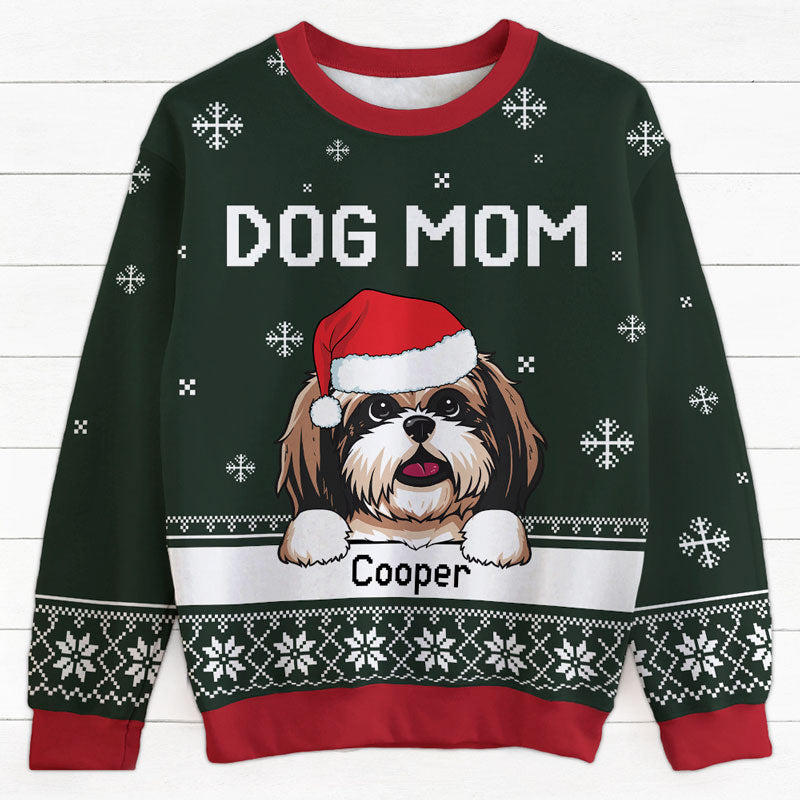 Dog Mom Dog Dad, Personalized All-Over-Print Sweatshirt, Christmas Gift For Dog Lovers