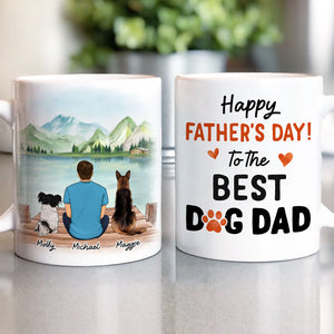 Happy Father's Day To The Best Dog Dad, Personalized Accent Mug, Gift For Dog Dad