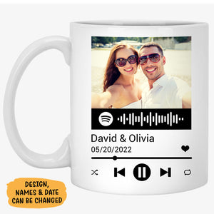 Custom Song, Personalized Accent Mug, Anniversary Gifts For Couple, Custom Photo