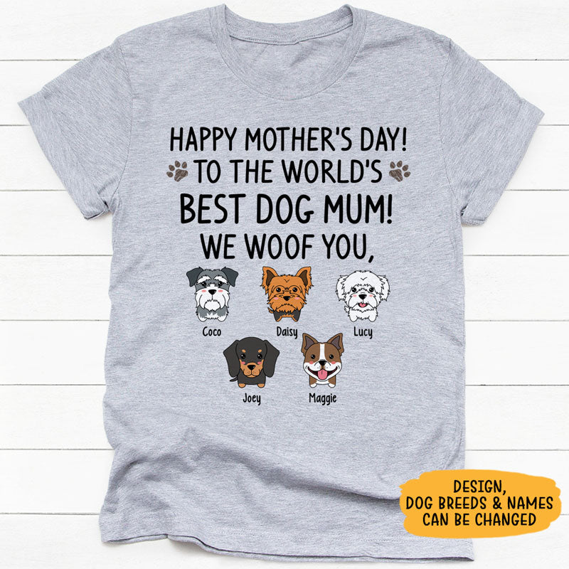 To The World's Best Dog Mom Chibi Dog, Personalized Shirt, Custom Gifts For Dog Lovers, Mother's Day Gifts