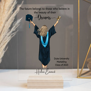 The Future Belongs To Those Who Believe, Personalized Acrylic Plaque, LED Light, Graduation Gifts