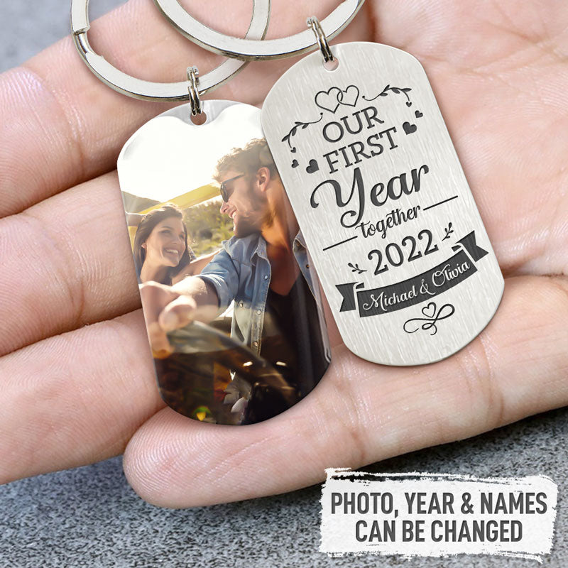 Our First Valentine Together, Personalized Keychain, Anniversary Gifts For Him, Custom Photo