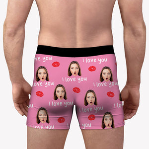 I Love You Pattern, Personalized Boxer, Funny Valentine Gift For Him, Custom Photo